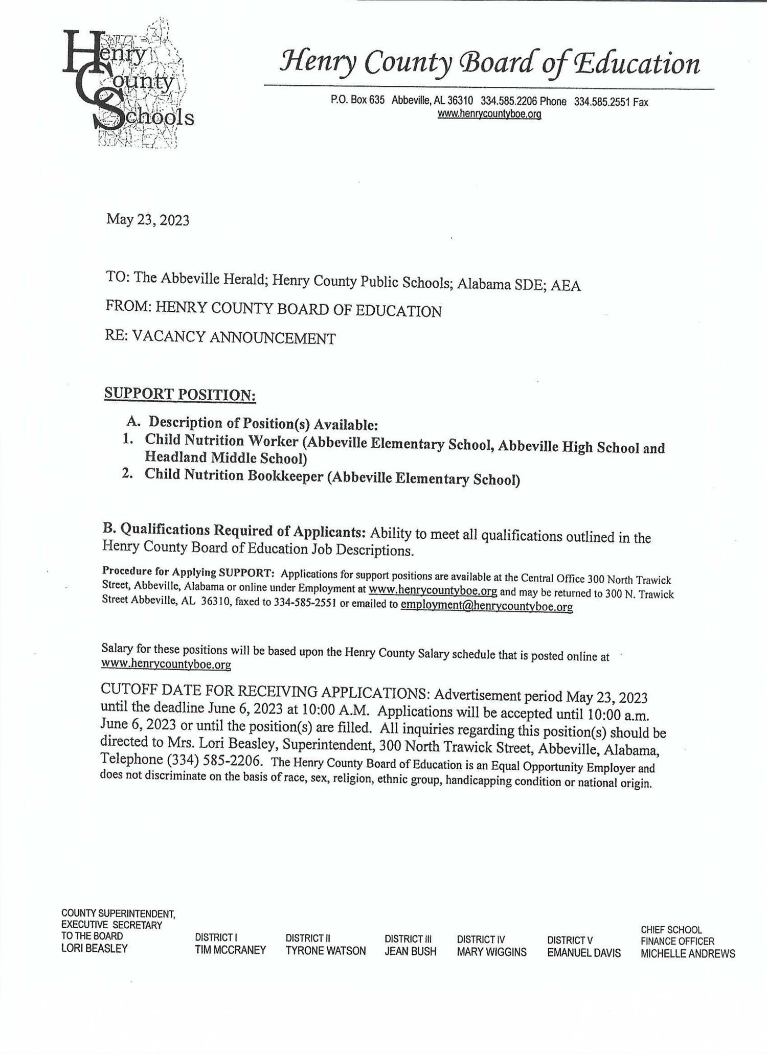 Vacancy Announcement